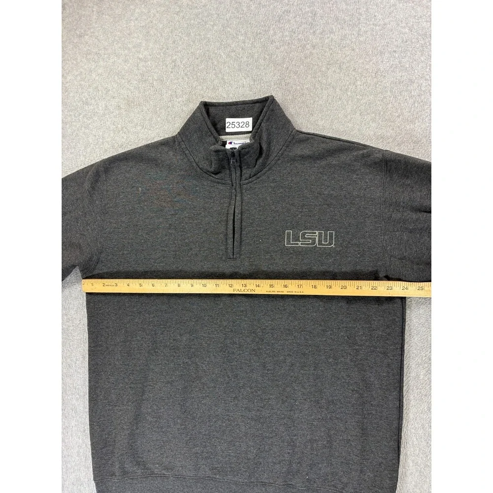 LSU Tigers‎ Stitched Logo 1/4 Zip Pullover Sweatshirt (Men's Large) Gray - Picture 7 of 11